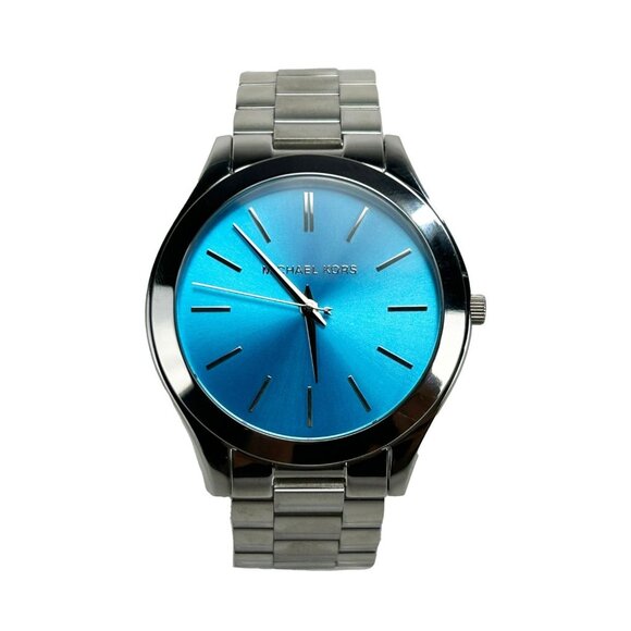 NEW Michael Kors MK3292 Slim Runway Stainless Steel Watch Silver Blue Dial Women - Picture 3 of 7